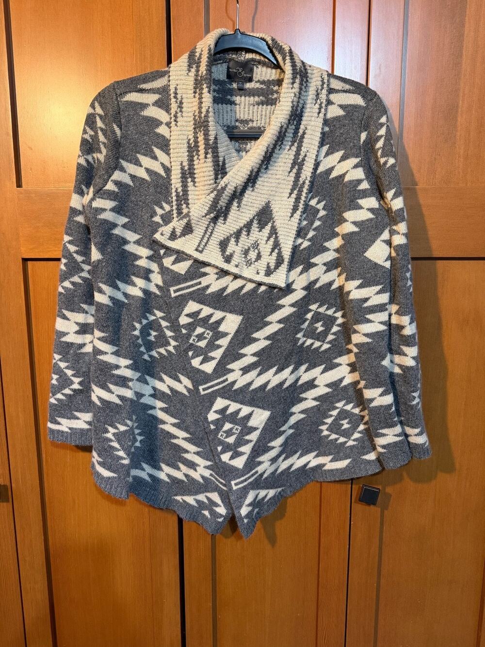 Market & Spruce Poncho Style Sweater, Aztec Angora Cashmere Blend, Size M